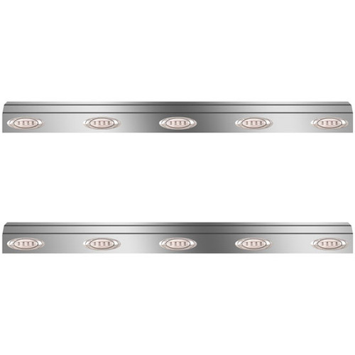 60 Inch Stainless Steel Fuel Tank Fairings W/ 10 P1 Amber/Clear LEDs For Kenworth T800, W900
