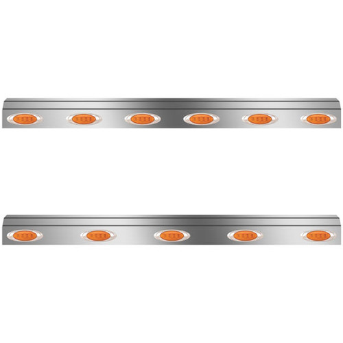60/72.5 Inch Fuel Tank Fairings W/ 11 Total P1 Amber/Amber LEDs For Kenworth T800, W900