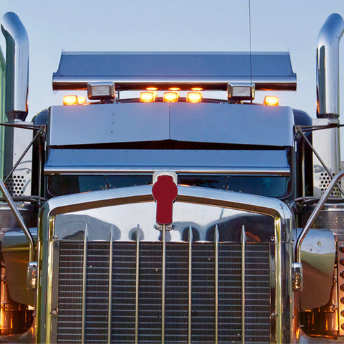13 Inch Stainless Steel Drop Visor Fits Kenworth T800, T660, T600, W900L/B & A W/ Curved Windshield
