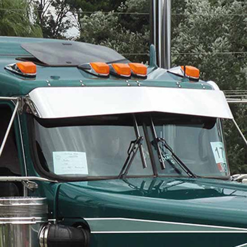 12 To 8 Inch SS Mighty Wicked Reverse Bowtie Visor, Blind Mount For Kenworth T800, W900B Aero, W900L Aero