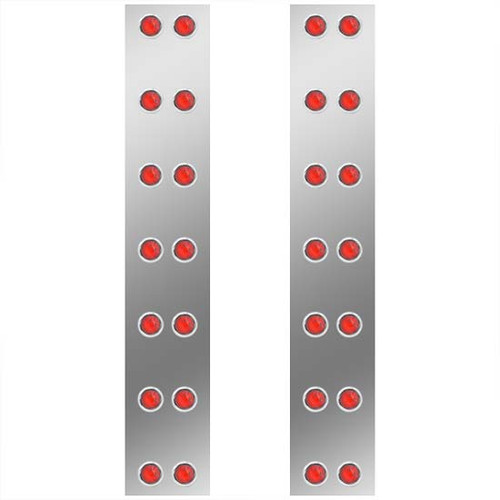 15 Inch Stainless Steel Rear Air Cleaner Panels W/ 28 - 2 Inch Red/Red LEDs For Kenworth W900B/W900L