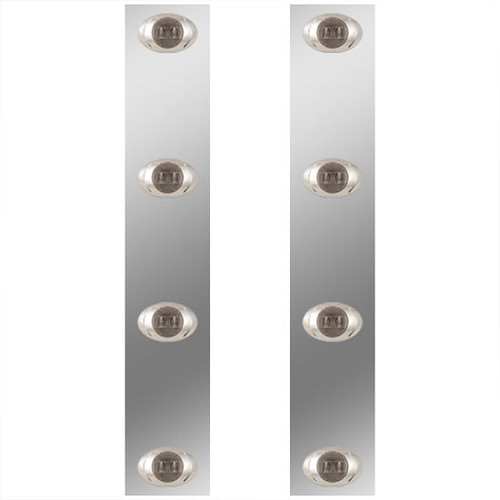 13 Inch Stainless Steel Front Air Cleaner Panels W/ 8 P3 Amber/Smoked LEDs For Kenworth W900