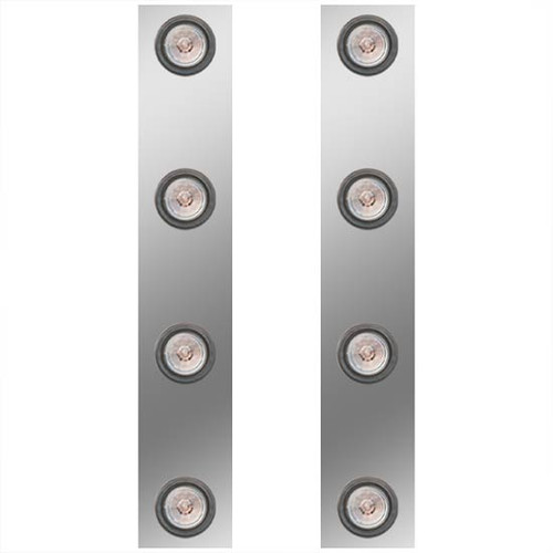 13 Inch Stainless Steel Rear Air Cleaner Panels W/ 8 - 2 Inch Red/Clear LEDs For Kenworth T800, W900