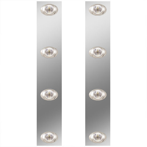 Stainless Steel Rear Air Cleaner Panels 13 Or 15 Inch AC W/ P3 Red LEDs For Kenworth W900B, W900L