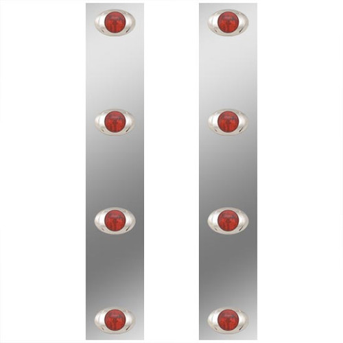Rear Air Cleaner Panels For 13 Inch Donaldson AC W/ P3 Red LEDs For Kenworth W900B, W900L - Pair