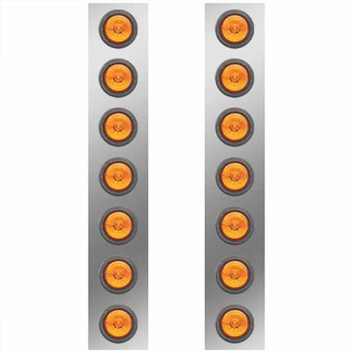 Stainless Steel Air Cleaner Light Panels For 15 Inch Donaldson AC W/ P3 Amber LEDs For Kenworth W900B, W900L