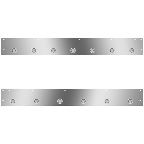 5 Inch Stainless Steel Cab Panel W/ 12 - 3/4 Inch Amber/Clear LED Lights For Kenworth W900L, T800 - Pair
