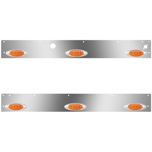 5.25 Inch Cab Panels W/ 6 P1 Amber/Amber LEDs, Block Heater Plug, Step Light Holes For Kenworth W900L