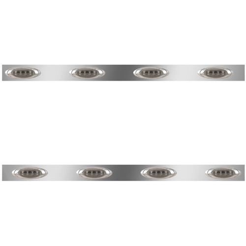 Stainless Steel Cab Panels W/ 8 P1 Amber/Smoked LEDs For Kenworth W900L Aerocab