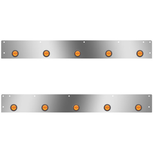 Stainless Steel Cab Panels W/ 10 - 2 Inch Amber/Amber LEDs For Kenworth T800, W900