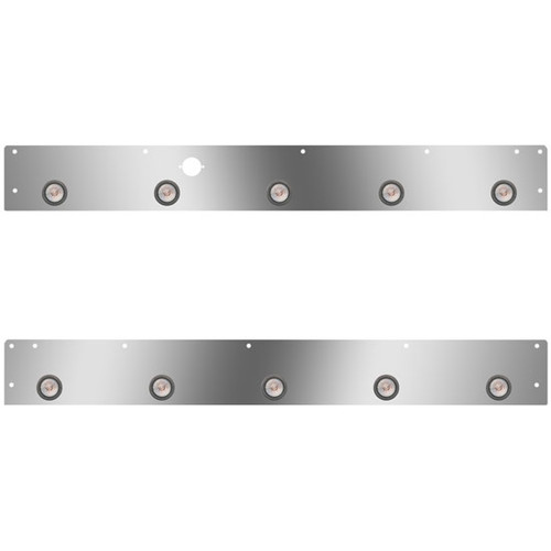 Stainless Steel Cab Panels W/ 10 - 2 Inch Amber/Clear LEDs, Block Heater Plug For Kenworth T800, W900