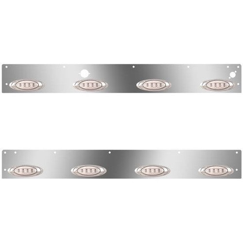 Stainless Steel Cab Panels W/ 8 P1 Amber/Clear LEDs, Block Heater Plug, Step Light Holes For Kenworth T800, W900
