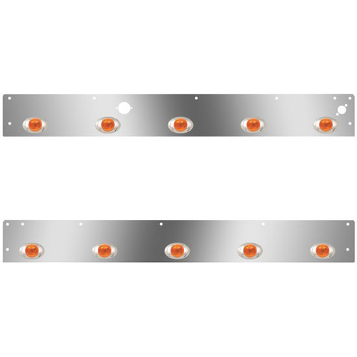 Stainless Steel Cab Panels W/ 10 P3 Amber/Amber LEDs, Block Heater Plug, Step Light Holes For Kenworth T800, W900