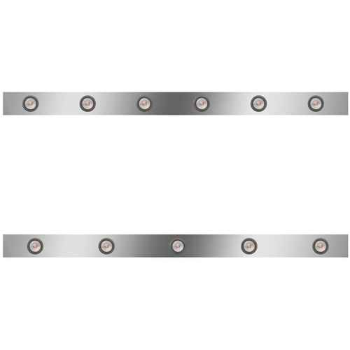 Stainless Steel Cab Panels W/ 11 Total 2 Inch Amber/Clear LEDs For Kenworth W900L Aerocab
