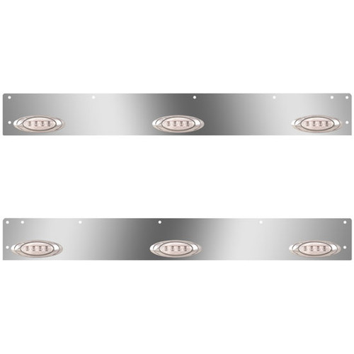 Stainless Steel Cab Panels W/ 6 P1 Amber/Clear LEDs For Kenworth T800, W900L SFA