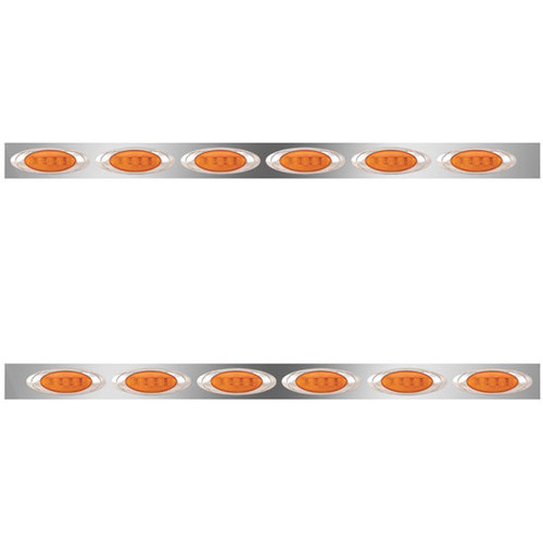 50.75 Inch Stainless Steel Cab Panels W/ 12 P1 Amber LEDs For Kenworth W900L