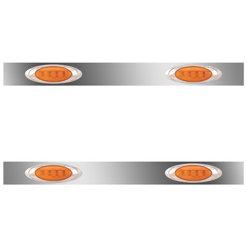 38 Inch Stainless Steel Sleeper Panels W/ 4 P1 Amber/Amber LEDs For Kenworth T800, W900B, W900L Aerocab