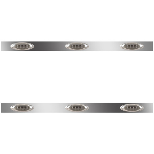 62 Inch Stainless Steel Sleeper Panels W/ 6 P1 Amber/Smoked LEDs For Kenworth T800, W900 Aerocab