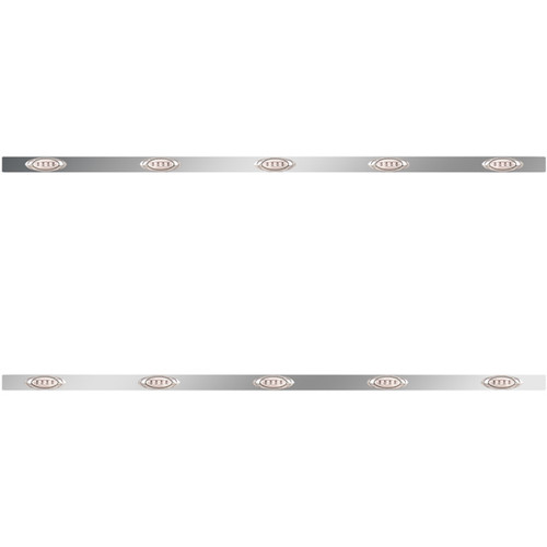 86 Inch Stainless Steel Sleeper Panels W/ 10 P1 Amber/Clear LEDs, 14 Inch Spacing For Kenworth T800 W900 Aerocab