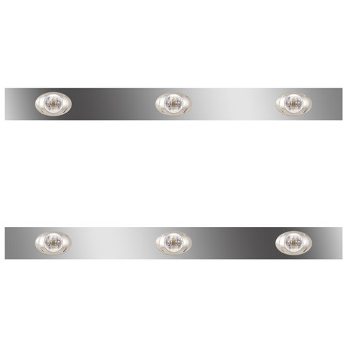 38 Inch Stainless Steel Sleeper Panels W/ 6 P3 Amber/Clear LEDs For Kenworth T660, T800, W900