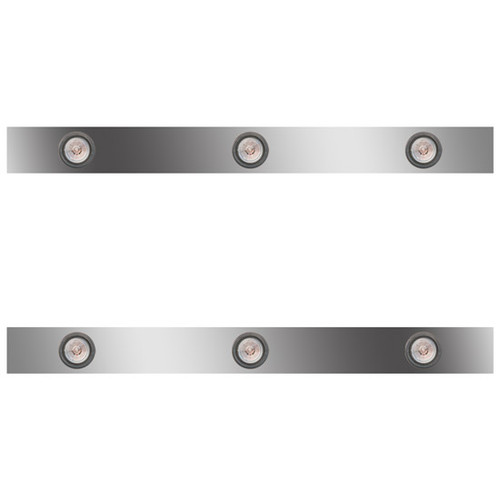 38 Inch Stainless Steel Sleeper Panels W/ 6 Round 2 Inch Amber/Clear LEDs For Kenworth T660, T800, W900