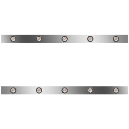 62 Inch Stainless Steel Sleeper Panels W/ 10 Round 2 Inch Amber/Clear LEDs For Kenworth T660, T800, W900