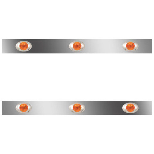 38 Inch Stainless Steel Sleeper Panels W/ 6 P3 Amber/Amber LEDs For Kenworth T800, W900