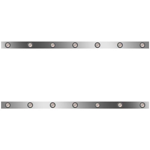 72 Inch Stainless Steel Sleeper Panels W/ 14 Round 2 Inch Amber/Clear LEDs For Kenworth T800, W900