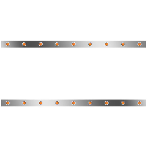 72 Inch Stainless Steel Sleeper Panels W/ 18 Round 3/4 Inch Amber/Amber LEDs For Kenworth T660, T800, W900