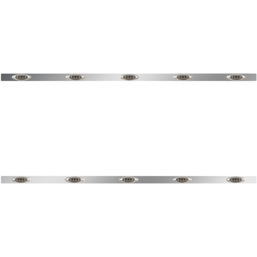 86 Inch Stainless Steel Sleeper Panels W/ Fuel Doors, 10 P1 Amber/Smoked LEDs For Kenworth W900B Aerocab