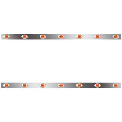 Stainless Steel Sleeper Panels W/ 14 P3 Amber/Amber LEDs For Kenworth W900L