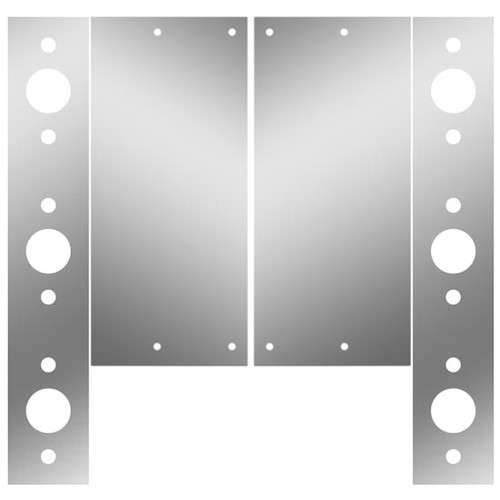 Stainless Steel Front Air Breather Panels For 13 inch Breathers W/ Vertical P1 Light Holes For Freightliner Classic 132
