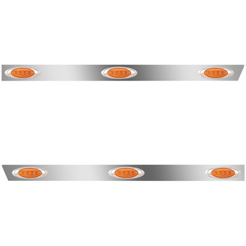 38 Inch Stainless Steel Cab Panels W/ 6 P1 Amber/Amber LEDs For Freightliner FLD 120 SBA 1989-2009