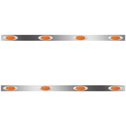 70 Inch Stainless Steel Sleeper Panels W/ 8 P1 Amber/Amber LEDs For Freightliner Century, Columbia