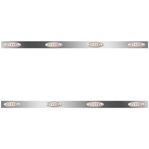 70 Inch Stainless Steel Sleeper Panels W/ 8 P1 Amber/Clear LEDs For Freightliner Century, Columbia W/ Rear Mount Exhaust