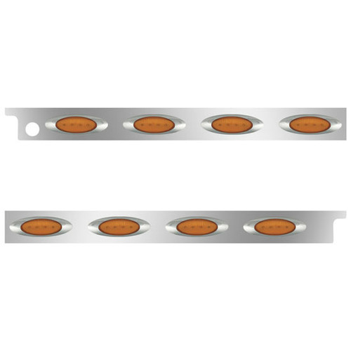 Stainless Steel Cab Panels With Block Heater Plug Cutout And 4 H1 Lights - Amber Led/ Amber Lens For International 4300, Durastar