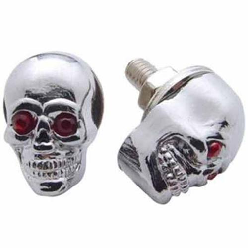 Chrome Skull W/ jewel Eyes License Plate Fastener