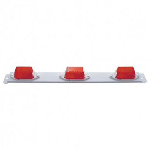 Steel Mini Identification Light Bar W/ 3 Red Lights - Pre Wired - White Finish