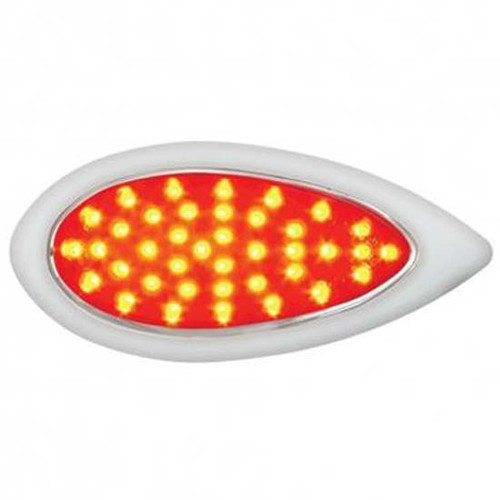 39 LED Teardrop Stop. Turn And Tail Light W/Bezel - Red LED/ Red Lens