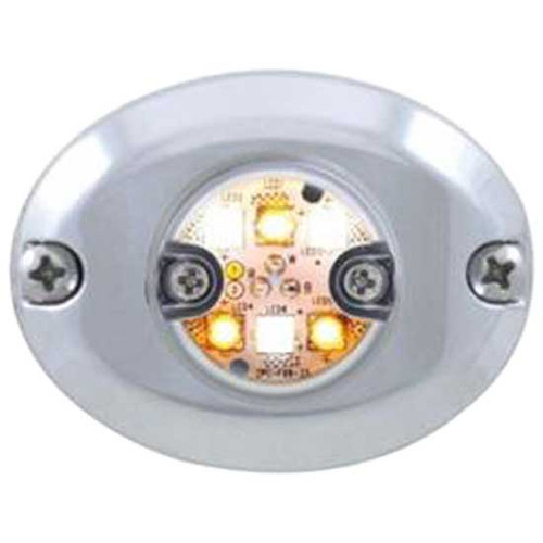1 Inch 6 LED Split Color Warning Light W/ 19 Flash Pattern - Amber/White LED