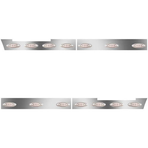 Stainless Steel Side Fairing Panels W/ 62 Inch Front, 14 P1 Amber/Clear LEDs For Volvo VNL 630/670 Gen II 2005 - 2018
