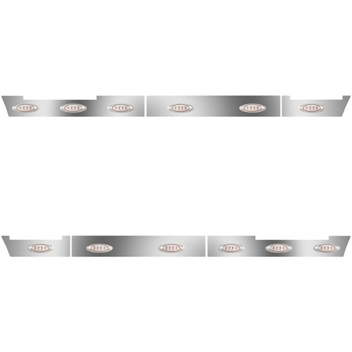 Stainless Steel Side Fairing Panels W/ 58 Inch Front, 24 P1 Amber/Clear LEDs For Volvo VNL 430 Gen II