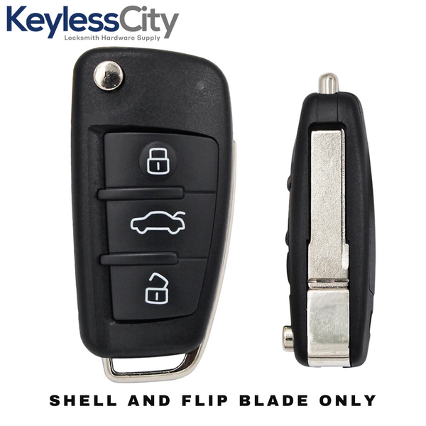 2006-2015 Audi / 3-Button Flip Key SHELL For IYZ-3314 (AFTERMARKET)