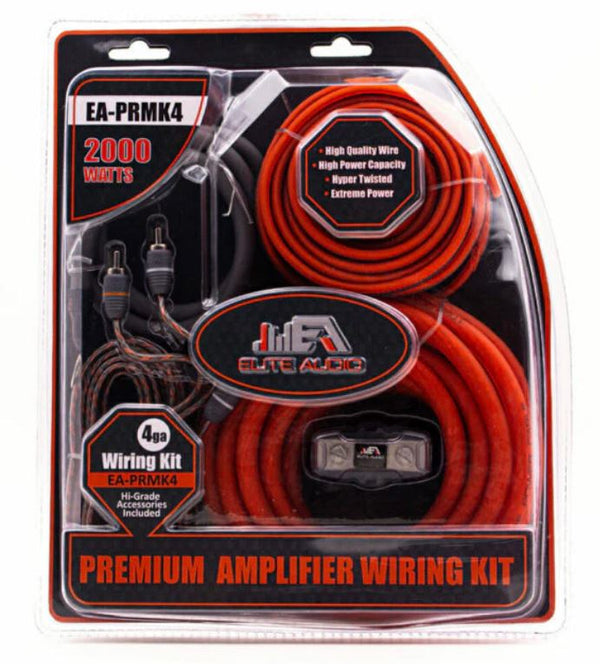 Elite Audio 4 Gauge Amp Kit | Complete CCA Wiring with Mini-ANL Fuse Holder