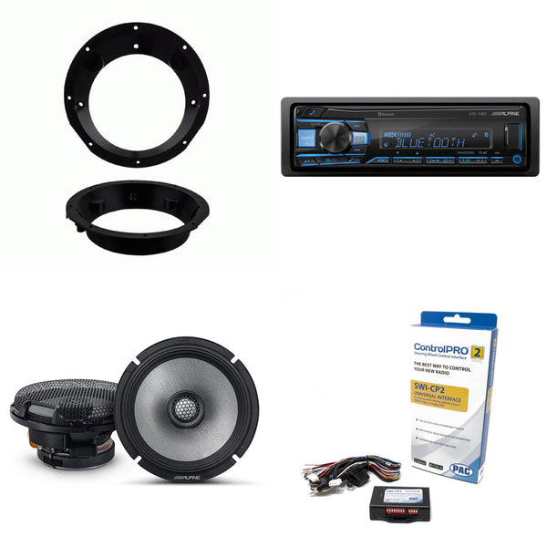 Alpine UTE-73BT Bluetooth Receiver & Handle Bar Control Interface compatible with Harley 1998-2013 & 6.5" R2 Series Speakers