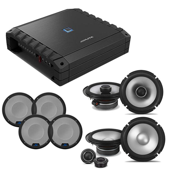 Alpine S2-A36F S-Series Class-D 4-Channel Amp w/ S2-S65C Comp. & S2-S65 6.5" Coaxial & Grill Bundle