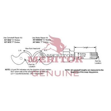 2210Z5538 Meritor Camshaft Lh