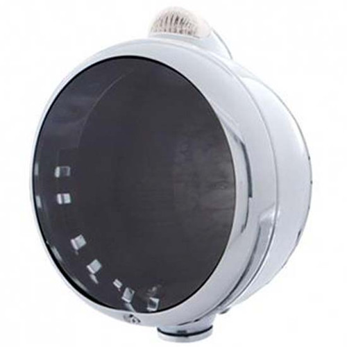 Stainless Steel Guide 682-C Headlight Housing With 5 Diode Amber/Clear LED Turn Signal - No Bulb