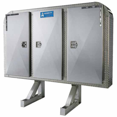 Merritt 68 X 76 Inch Dyna-Light Diamond Plate Aluminum Cab Rack W/ Smooth 3 Door Enclosure & Radius Corners