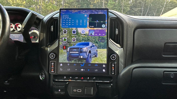 AuCar Tesla Android 15.6″ with LED Knobs Car Radio GPS Navigation for Chevrolet Silverado & GMC Sierra 2019–2025